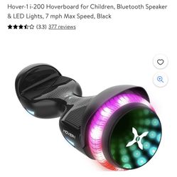 Hover-1 i-200 Hoverboard for Children, Bluetooth Speaker & LED Lights, 7 mph Max Speed, Black