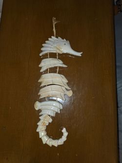Nautical Rope Hanging Glossy Glazed Ceramic Sectional 14¼" Long Seahorse