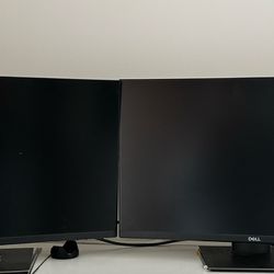 Two Dell 22” Adjustable Monitors 