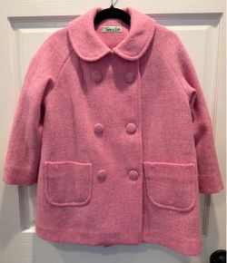 Little Girls Pink Double-Breasted Dress Coat