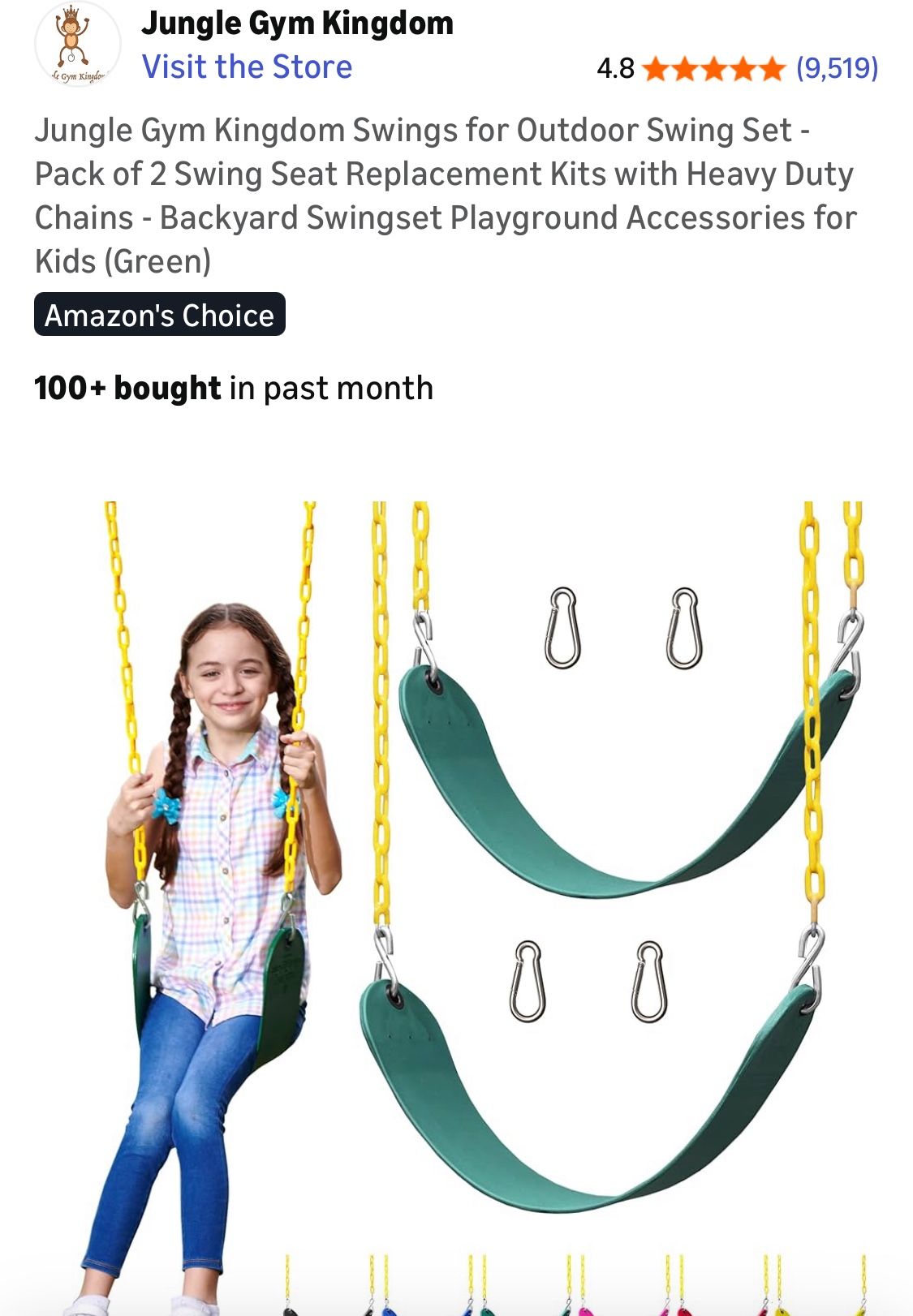 Jungle GYM Kingdom 2 outdoor swing set W heavy duty chains