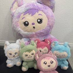 Brand New Plush Doll Bundle – 6 Pieces w/ Tags 💜💙💚💗  Adorable plush character set – all brand new with original tags attached!