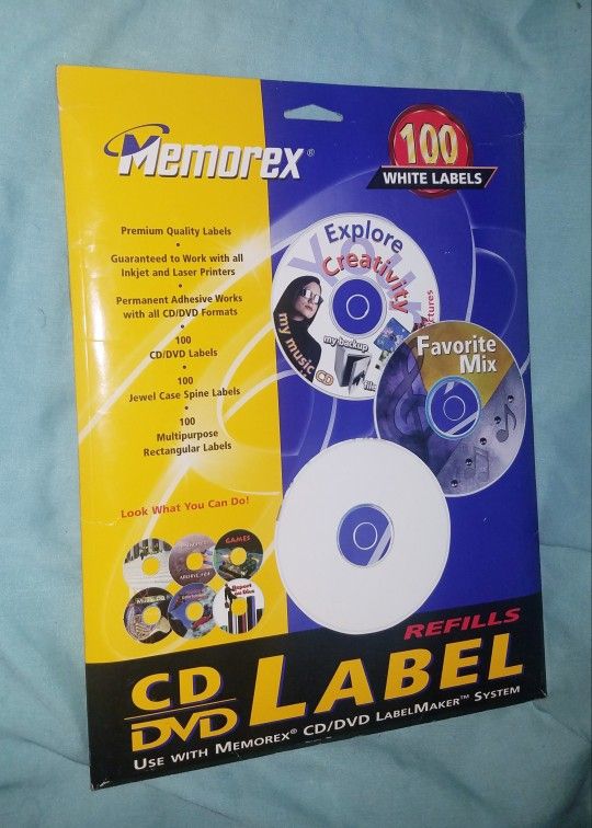 40 Memorex  CD DVD Labels Sheets In Opened 100 White Label Pack