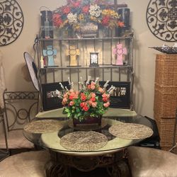 Wrought Iron Bakers Hutch Dining Table