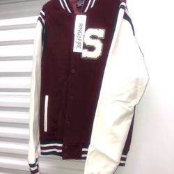 Ring Of Fire Varsity Jacket Leather Sleeves Size Medium 