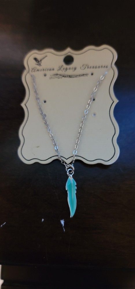 American Legacy Treasures: Blue Feather Necklace