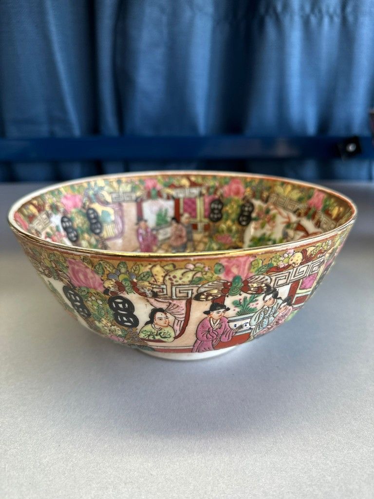 Vintage Chinese Porcelain Rose Bowl