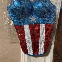 Sexy Halloween Costume, Captain America Size, Medium To Large