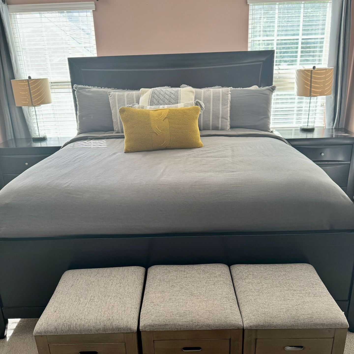 King bed and Two Night stands (mattress not Included)