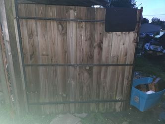 Metal frame /green wood door