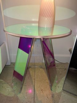 Iridescent Acrylic Round Side Table