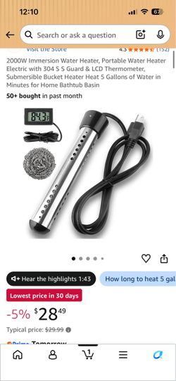 Portable water heater electric