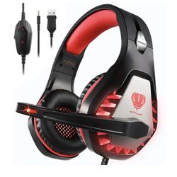 Gaming Headset for PS4, Xbox One, PC, PS5, Laptop, Mac, Nintendo Switch, 3.5MM Noise Cancelling Over Ear Headphones with Mic, Bass Surround, Soft Memo