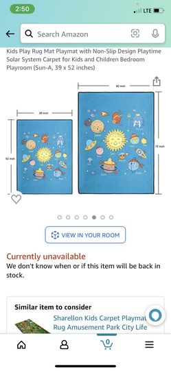 Kids Play Rug Mat Playmat with Non-Slip Design Playtime Solar System Carpet for Kids and Children Bedroom Playroom (Sun-A, 39 x 52 inches)