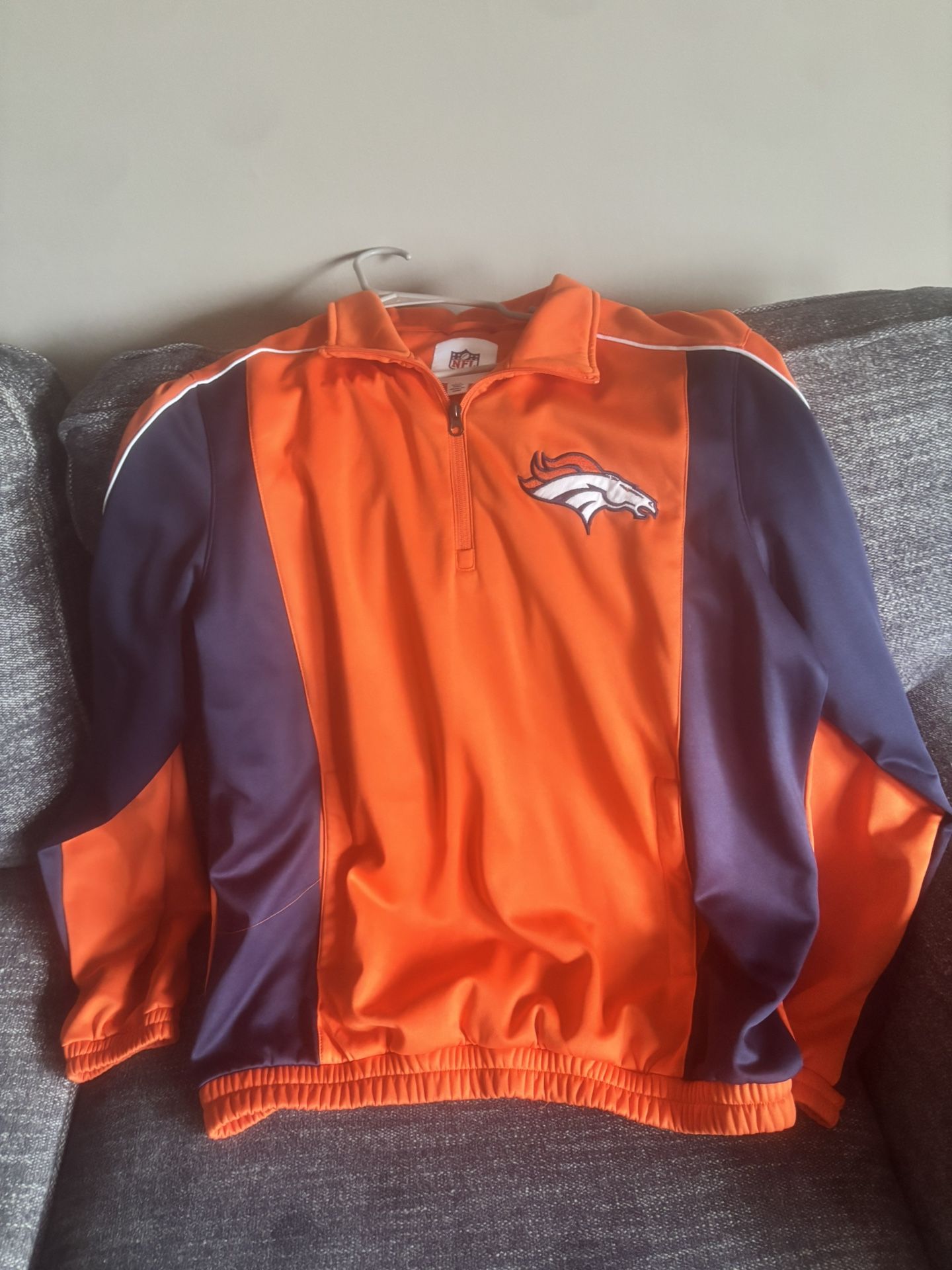 Denver Broncos Quarter Zip Jacket - Vibrant Orange 
