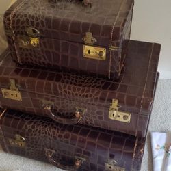 1950s Samsonite Alligator Stamped Luggage Set