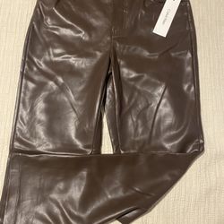 Calvin Klein Faux Leather Straight Leg Pants size 4