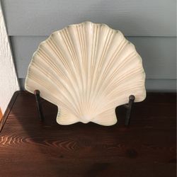 Shoreline Collection Home Studio Hand Painted Ceramic 12” Shell Dinner Plate