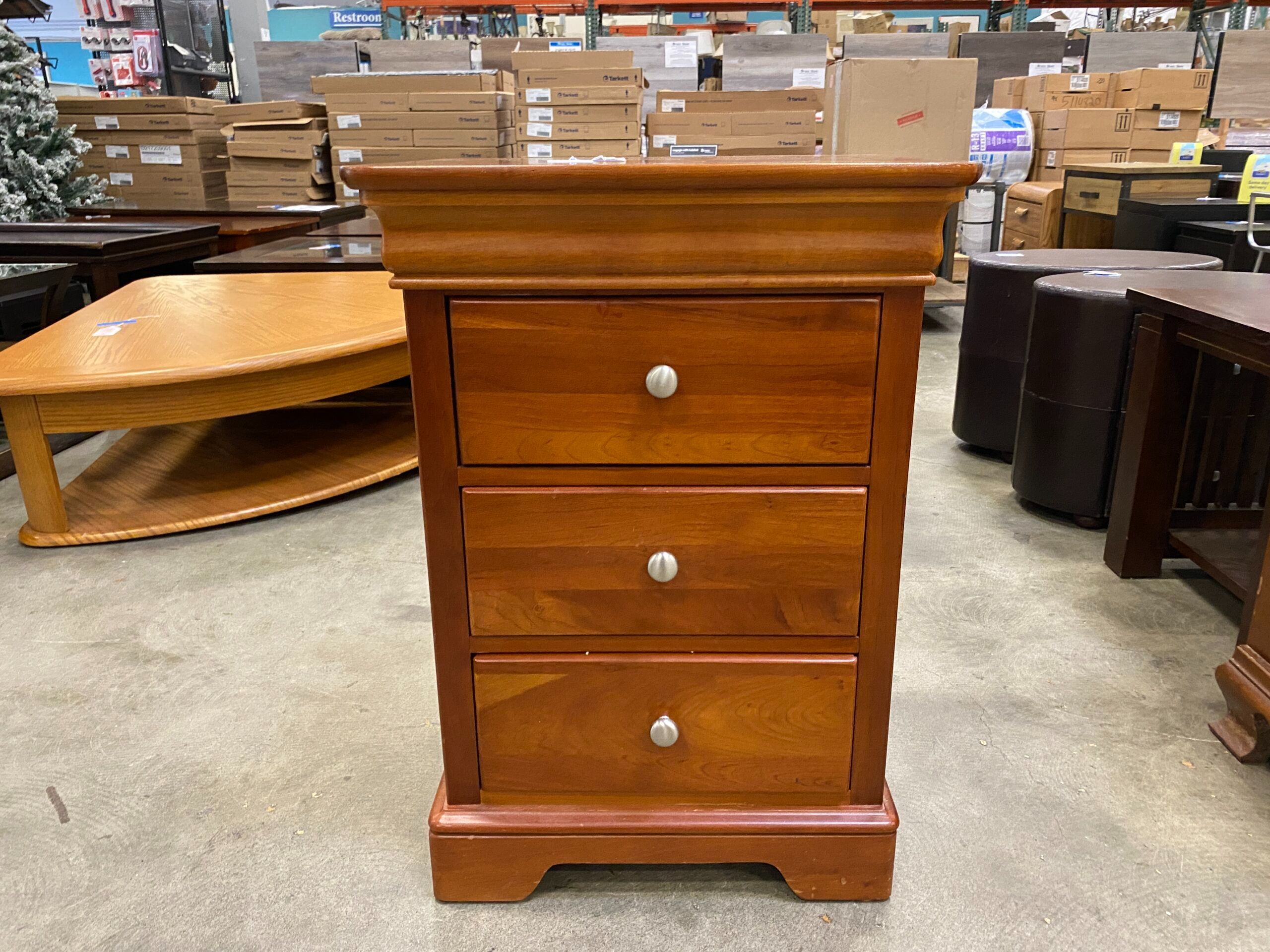 STANLEY Cherry Wooden 3 Drawer Tall Nightstand