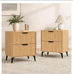 Wood Nightstand Set of 2, Fluted Bedside Tables with 2 Drawers
End Tables Nightstands Set of 2, Storage Modern Bedside Table Set of 2 for Bedroom, Oak