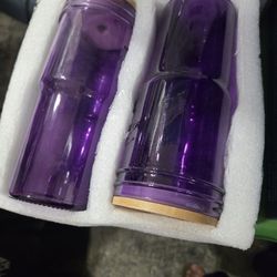 2 Purple Glass Tinted With Bamboo Lids