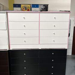 White With Pink Eight Drawer Dresser New