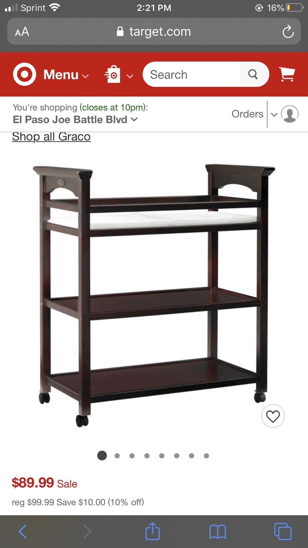 Graco changing table