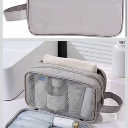 Travel Makeup Bag Double Layer Wet Dry Separation