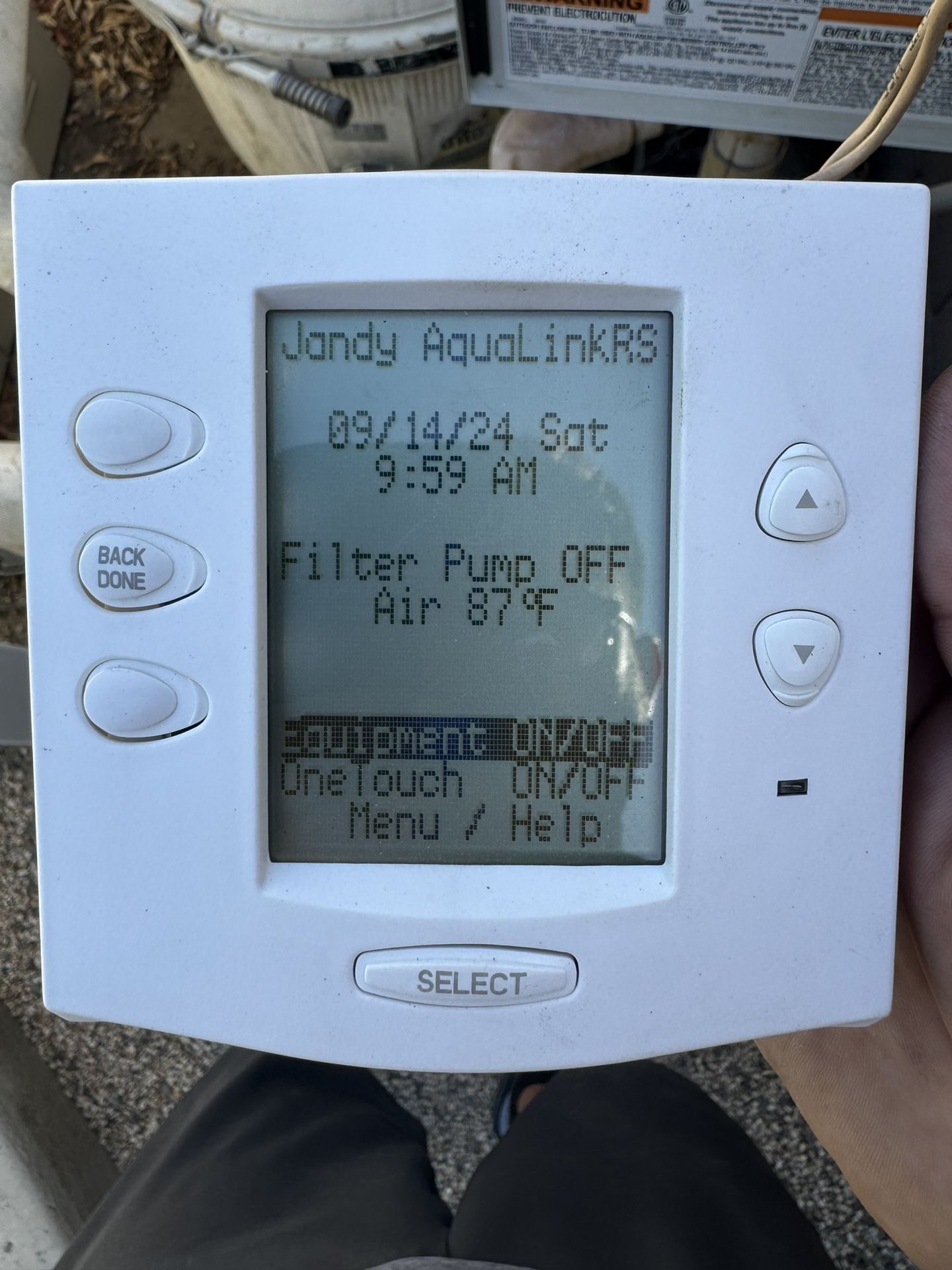 Jandy One Touch Controller