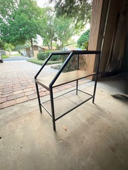 3-tier wood and metal table