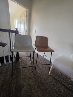 Walker Edison Leather Slope Stool