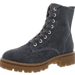 SUN + STONE Womens Tiiaa Canvas Combat & Lace-up Boots