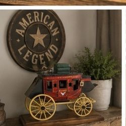 Vintage U.S. Mail Stagecoach Wagon Wood Metal Western Decor Display Model