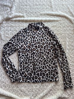 Leopard Print Turtleneck Long Sleeve Top