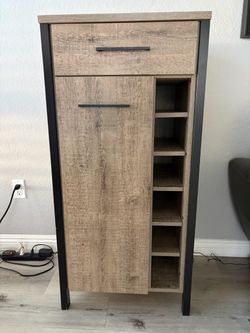 Industrial Wood and Metal Storage Cabinet