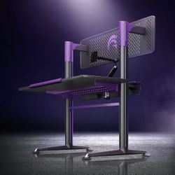 RSPGAME - G Series Ergonomic Gaming Desk with Monitor Stand - Black Purple