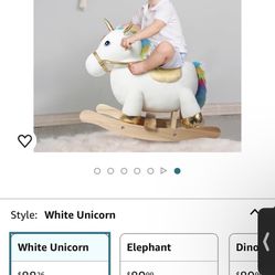 Linzy Toys Fancy Unicorn Baby Rocker, Kids Ride on Toy for Toddlers Age 1+ Ride Unicorn, Infant (Boy/Girl) Plush Animal Rocker, White,(