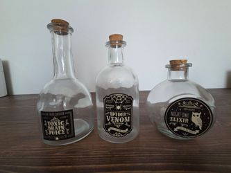Halloween Decorative Glass Bottles Set of 3