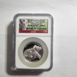 2012 SILVER KOALA HIGH RELIEF 1 OZ - NGC PF70 ULTRA CAMEO