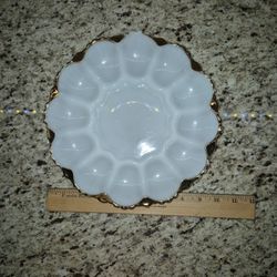 Vintage Anchor Hocking Milk Glass Deviled Egg Plate