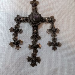 Vintage Taxco Sterling Yalalag  Cannetile Cross Pendent