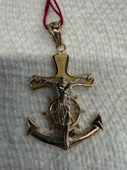 Two Tone Anchor Crucifix