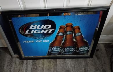 Bud Light Framed Advertising Mirror Sign