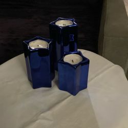 Cobalt Blue Star Voltives Candle Holders