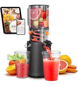 Slow Cold Press Juicer Machine: Electric Masticating Juicer Extractor Easy Clean - Whole Fruit Vegetable Juice Maker - Cold Pressed Slow Blender Juice