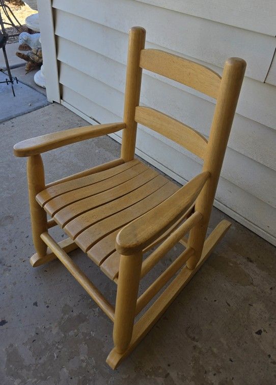 Childs Kids or Dolls Oak Wood Rocking Chair
