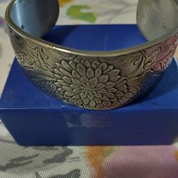 Silver Cuff Bracelet With November Birth Flower