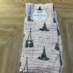 NEW Set of Witchy Pink Dish Towels Halloween