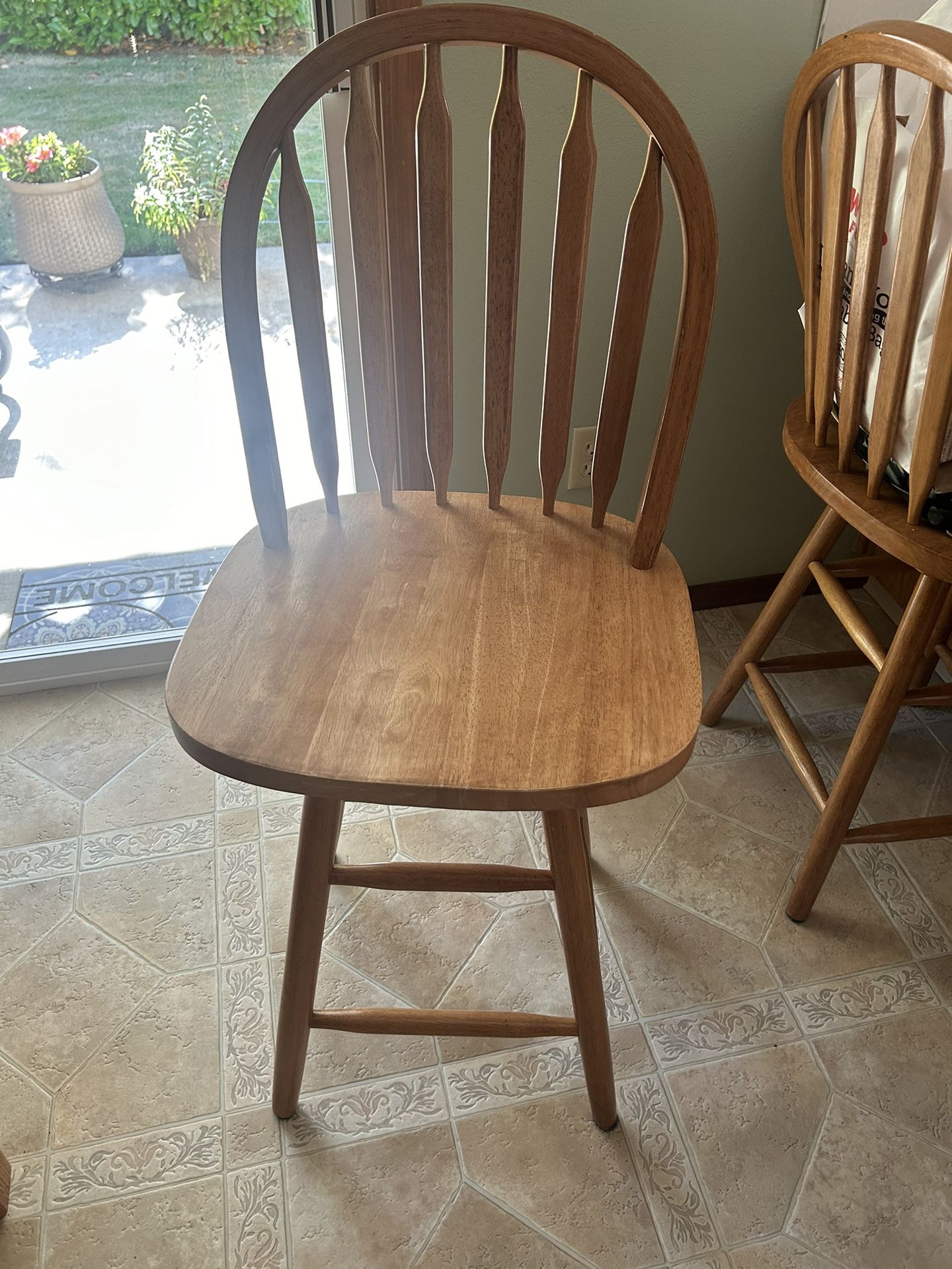 Wooden Swivel Chairs (2 Chairs)