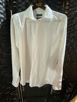 Calvin Klein Dress Shirt Men 16.5 36/37 Tall White Slim Fit No Iron Slim Fit